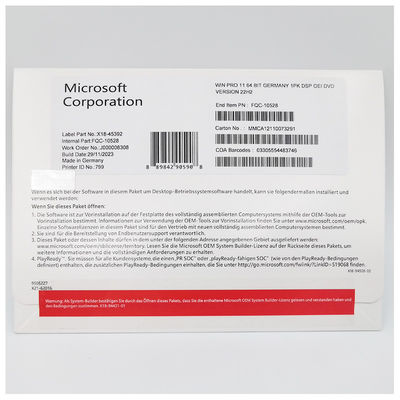 Microsoft Windows 11 Pro resmi DVD Jerman OEM System Builder Lisensi 64-bit untuk penggunaan profesional