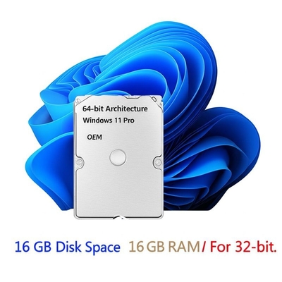 Arsitektur 64-bit Windows 11 Pro OEM 16 GB Ruang Disk 1 GB RAM Untuk 32-bit