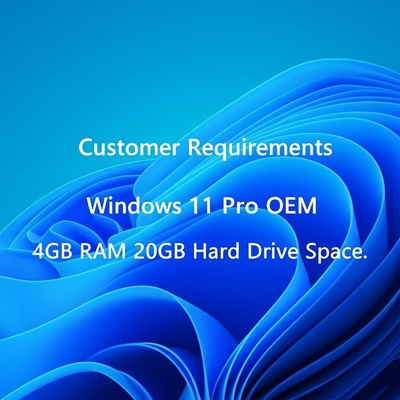 Persyaratan Pelanggan Windows 11 Pro OEM RAM 4GB Ruang Hard Drive 20GB