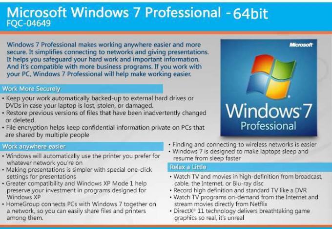 Kunci Produk Microsoft Windows 7 Sticker Profesional / Windows 7 Kunci OEM Ultimate