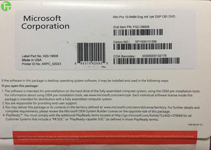 Microsoft OEM Software Windows 10 Product Key, Win 10 Kotak Ritel Profesional
